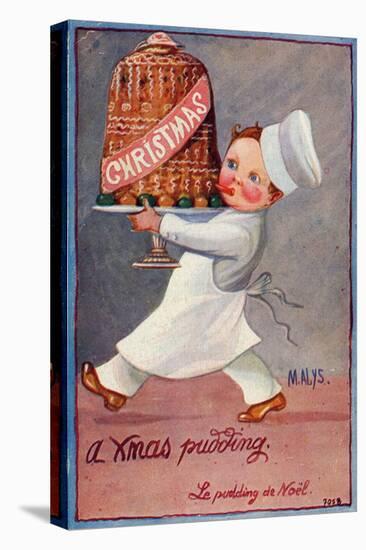 Young Chef Carries in a Decorated Pudding-M. Alys-Stretched Canvas