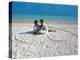 Young Couple on Beach Sitting in a Heart Shaped Imprint on the Sand, Maldives, Indian Ocean, Asia-Sakis Papadopoulos-Premier Image Canvas