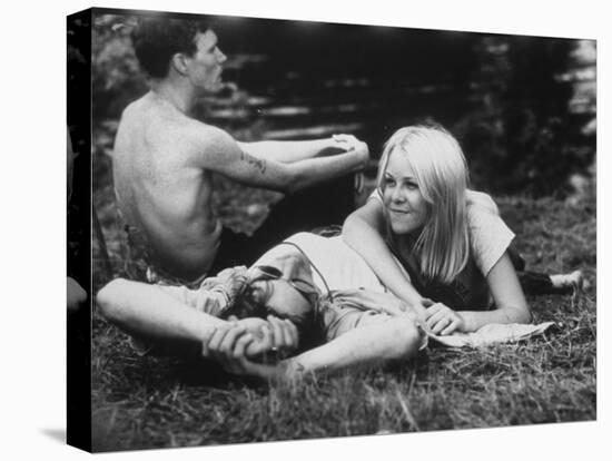 Young Couple Relaxing During Woodstock Music Festival-null-Premier Image Canvas
