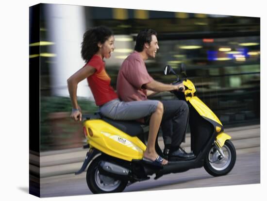 Young Couple Riding on a Motor Scooter-null-Premier Image Canvas