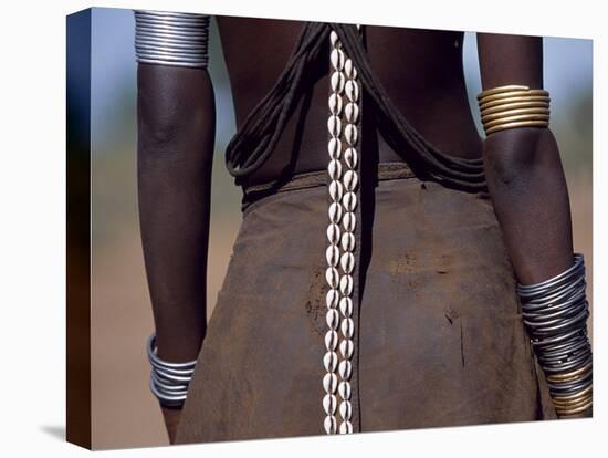 Young Dassanech Girl Wears a Leather Skirt, Metal Bracelets, Amulets and Bead Necklaces, Ethiopia-John Warburton-lee-Premier Image Canvas