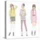 Young Fashion Girls Illustration. Teen Females-cherry blossom girl-Stretched Canvas