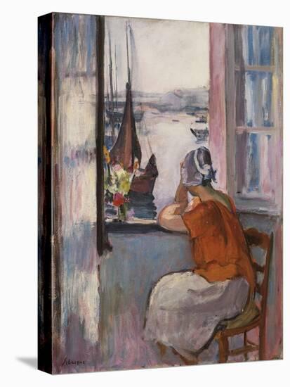 Young Girl at the Window Opposite the Island of Yeu-Henri Lebasque-Premier Image Canvas