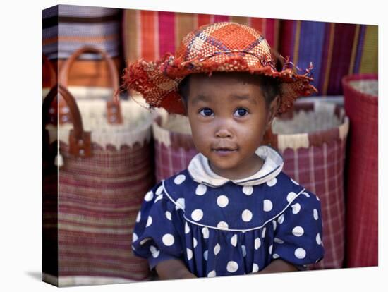 Young Girl Beside a Road-Side Stall Near Antananarivo, Capital of Madagascar-Nigel Pavitt-Premier Image Canvas