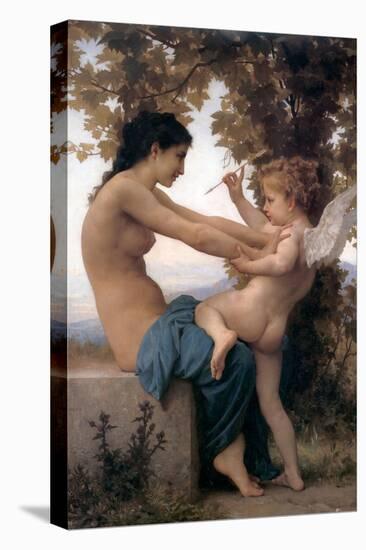 Young Girl Defending Herself Against Cupid-William Adolphe Bouguereau-Stretched Canvas