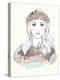 Young Girl Fashion Illustration. Pastel Fashion Trend. Girl with Flower Crown.-cherry blossom girl-Stretched Canvas