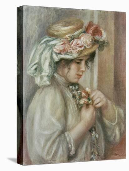 Young Girl in a Hat with Roses-Pierre-Auguste Renoir-Premier Image Canvas
