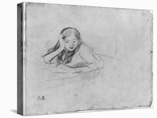 Young Girl Reading, 1889 (Black Lead on Paper)-Berthe Morisot-Premier Image Canvas