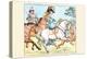 Young Girl Rides a White Horse Followed by a Suitor-Randolph Caldecott-Stretched Canvas