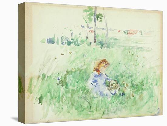 Young Girl Seated on the Lawn, 1882 (W/C on Paper)-Berthe Morisot-Premier Image Canvas