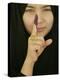 Young Girl Shows Her Inked Finger, Even Though She Was Too Young to Vote, in Karbala, Iraq-null-Premier Image Canvas