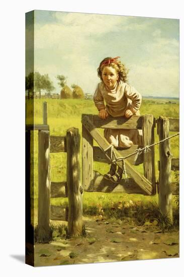 Young Girl Swinging on a Gate-John George Brown-Premier Image Canvas