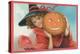 Young Girl Witch with Jack O'Lantern-null-Stretched Canvas