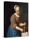 Young Girl with a Pestle and Mortar-Gabriel Metsu-Premier Image Canvas