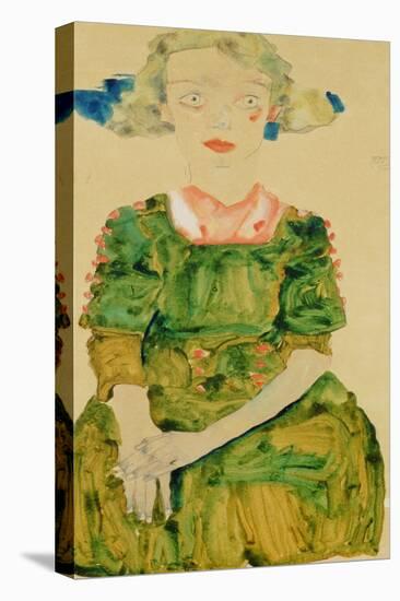 Young Girl with Blue Ribbon, 1911-Egon Schiele-Premier Image Canvas