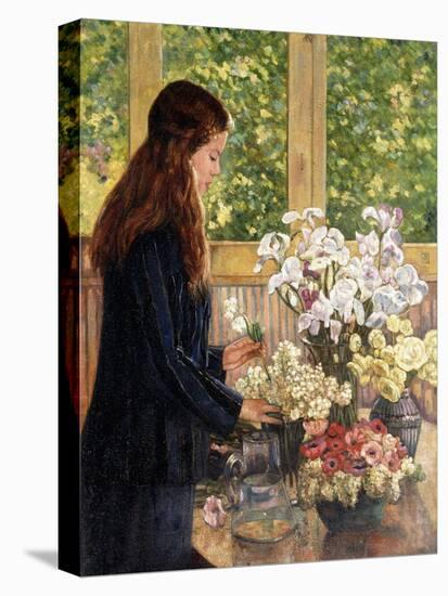 Young Girl with Vases of Flowers-Theo van Rysselberghe-Premier Image Canvas