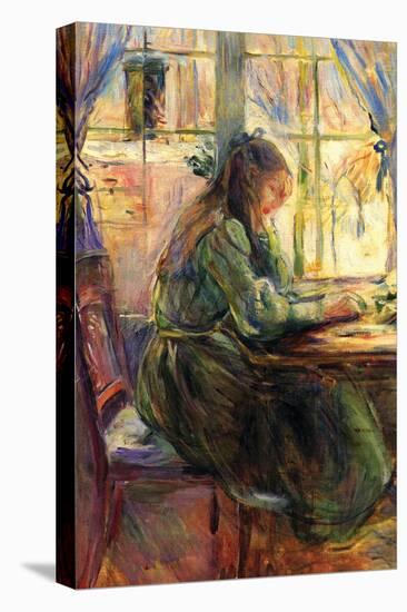Young Girl Writing-Berthe Morisot-Stretched Canvas