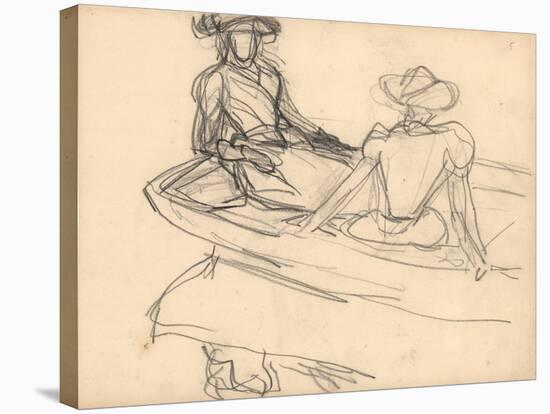 Young Girls on a Boat (Pencil on Paper)-Claude Monet-Premier Image Canvas