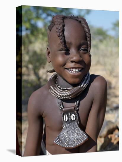 Young Himba Girl, Her Body Lightly Smeared with Mixture of Red Ochre, Butterfat and Herbs, Namibia-Nigel Pavitt-Premier Image Canvas