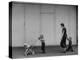 Young Housewife Walking with Her Three Children-Mark Kauffman-Premier Image Canvas