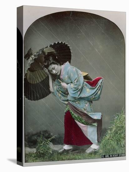 Young Japanese Girl in the Rain, c.1900-Japanese Photographer-Premier Image Canvas