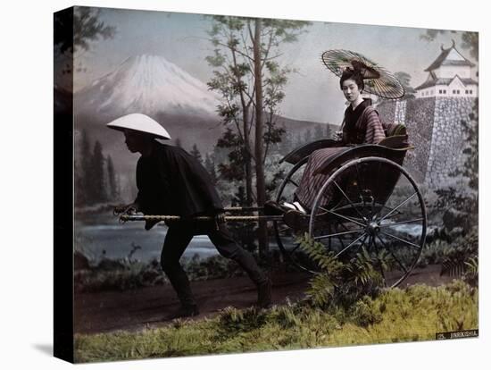 Young Japanese Woman in a Rickshaw, C.1890 (Coloured Photo)-Kusakabe Kimbei-Premier Image Canvas