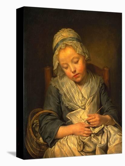 Young Knitter Asleep, C.1759-Jean Baptiste Greuze-Premier Image Canvas