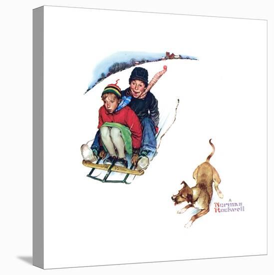 Young Love: Sledding-Norman Rockwell-Premier Image Canvas