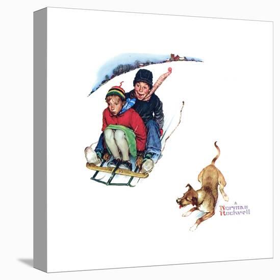 Young Love: Sledding-Norman Rockwell-Premier Image Canvas