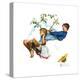 Young Love: Swinging-Norman Rockwell-Premier Image Canvas