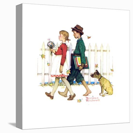 Young Love: Walking to School-Norman Rockwell-Premier Image Canvas