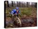 Young Male Recreational Mountain Biker Riding in the Forest-null-Premier Image Canvas