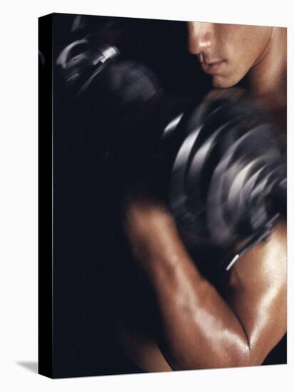 Young Man Exercising with Dumbbells-null-Premier Image Canvas