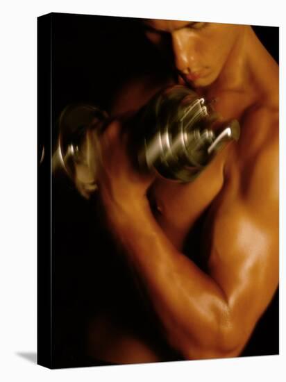 Young Man Exercising with Dumbbells-null-Premier Image Canvas