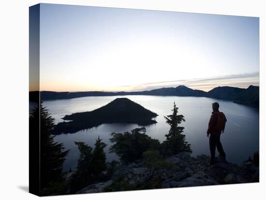 Young Man Hiking around Crater Lake National Park, Or.-Justin Bailie-Premier Image Canvas