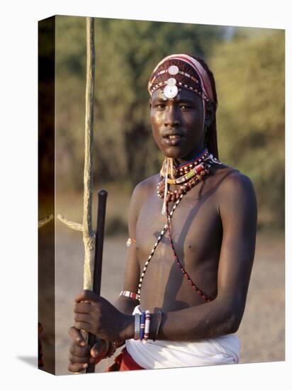 Young Masai Morani or Warrior with Henna-Ed Hair and Beadwork, Laikipia, Kenya, East Africa, Africa-Louise Murray-Premier Image Canvas