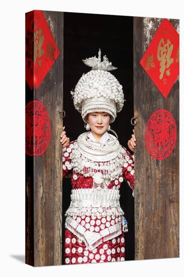 Young Miao Woman Wearing Traditional Costumes and Silver Jewellery, Guizhou, China-Nadia Isakova-Premier Image Canvas