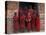 Young Monks in Red Robes with Alms Woks, Myanmar-Keren Su-Premier Image Canvas