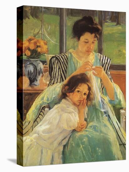 Young Mother Sewing, 1900-Mary Cassatt-Premier Image Canvas