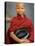 Young Myanmar Buddhist Monk Smiles Broadly as He Waits for Donations Early on a Yangon Street-null-Premier Image Canvas