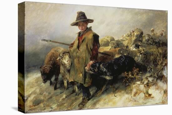 Young Shepherd in the Snow, C. 1872-Heinrich von Zügel-Premier Image Canvas