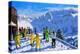 Young skiers in yellow,Val Gardena Italy.12x20"-Andrew Macara-Premier Image Canvas