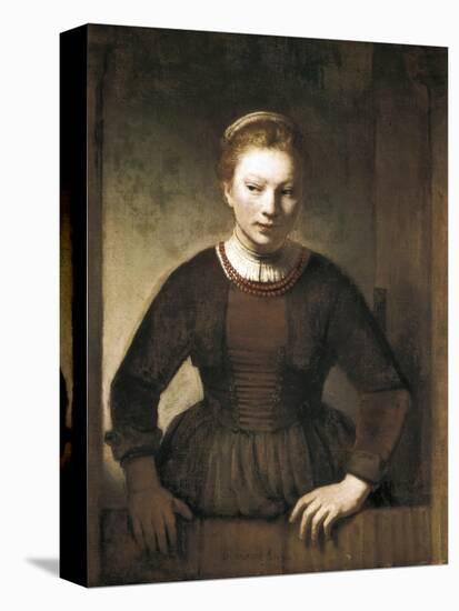 Young Woman at an Open Half-Door-Rembrandt van Rijn-Stretched Canvas