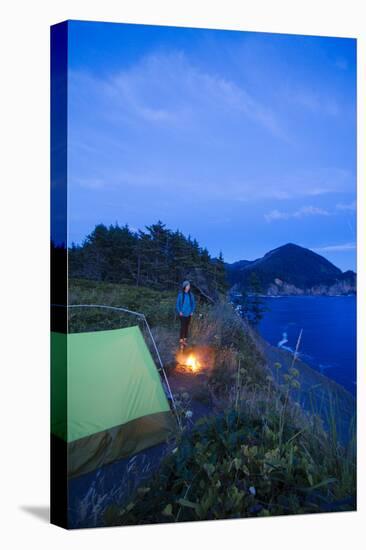 Young Woman Backpacking The Oregon Coast Trail. Oswald West State Park, OR-Justin Bailie-Premier Image Canvas
