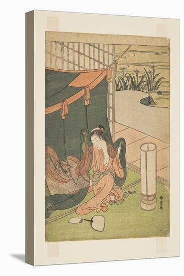 Young Woman Emerging from Mosquito Net (Colour Woodblock Print)-Suzuki Harunobu-Premier Image Canvas