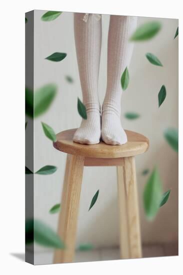 Young Woman Feet in Socks on a Stool-Carolina Hernandez-Premier Image Canvas