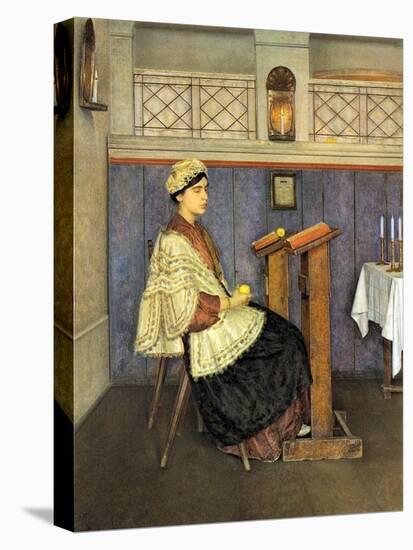 Young Woman in Synagogue-Isidor Kaufmann-Stretched Canvas