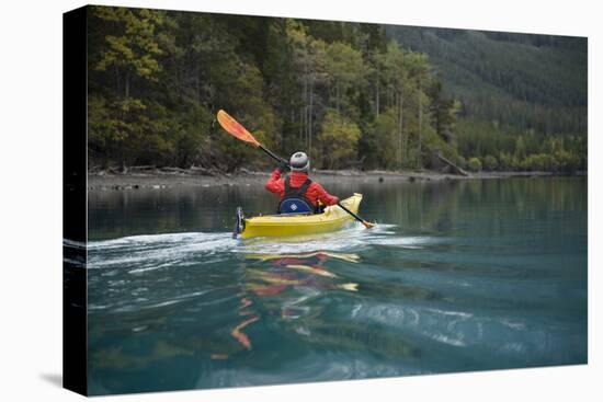 Young Woman Kayaking on Chilko Lake in British Columbia, Canada-Justin Bailie-Premier Image Canvas