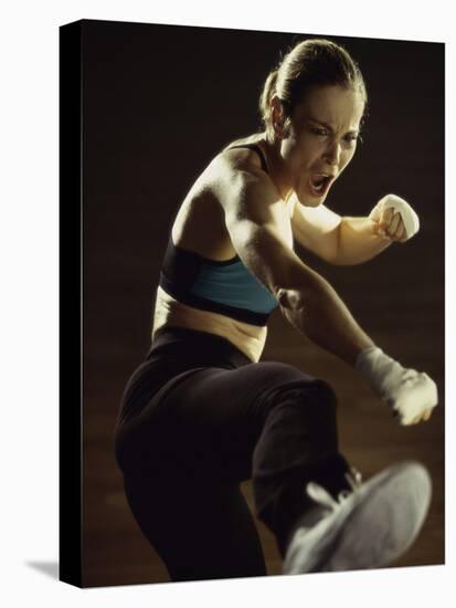 Young Woman Kickboxing-null-Premier Image Canvas