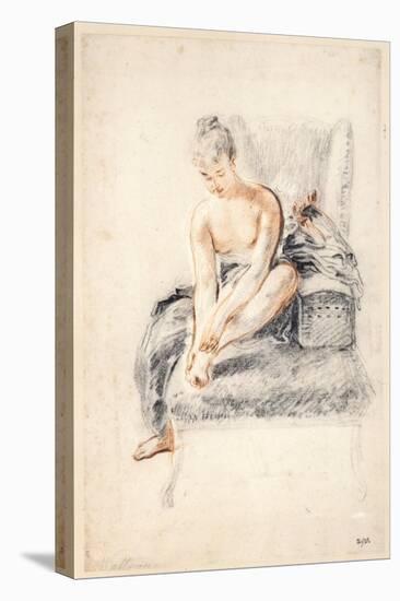 Young Woman, Nude, Holding One Foot in Her Hands, 1716-18-Jean-Antoine Watteau-Premier Image Canvas